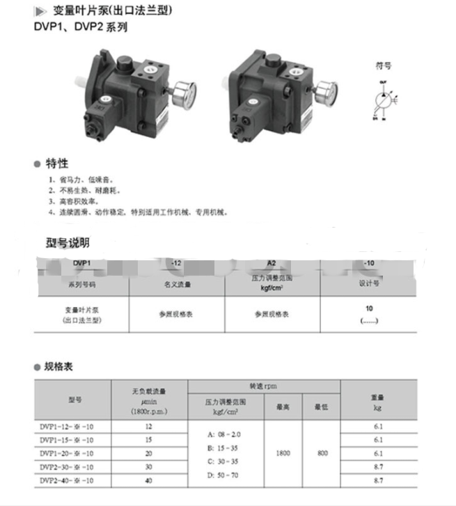 DVP1-12-70低压变量叶片泵