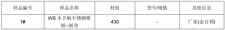 430不锈钢成分分析木手柄锥刨