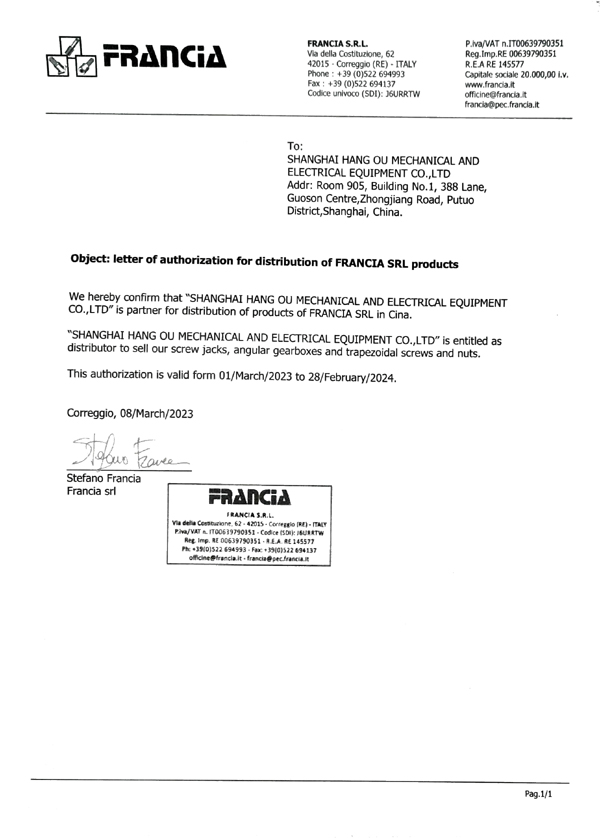 千斤顶FRANCIA经销商