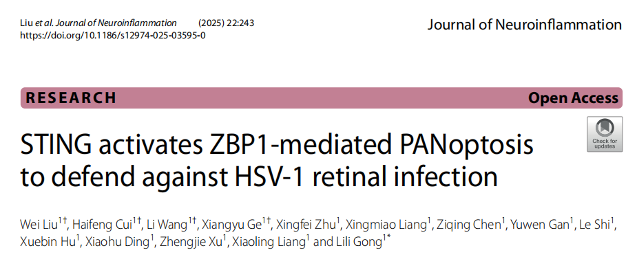 STING激活ZBP1介导的PANoptosis防御HSV