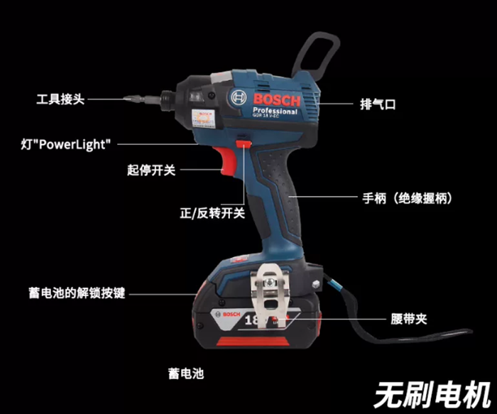 BOSCH博世进口无刷电动扳手工具锂电充电式冲击起子机GDR18V-EC充电式